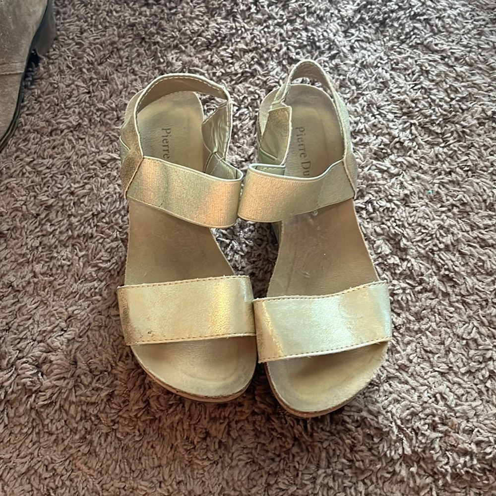 Pierre Dummas gold platform wedges